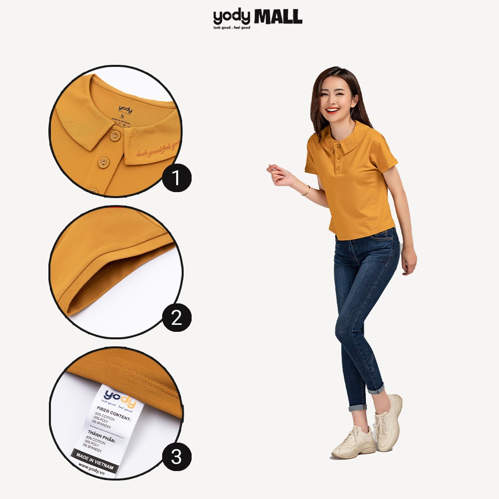 Áo phông Polo nữ cổ sen YODY chất liệu cotton thấm hút tốt nhiều màu APN3732 | BigBuy360 - bigbuy360.vn