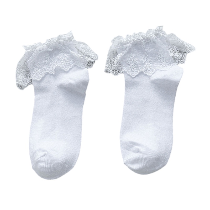 XIXI Tất Cotton Phối Ren Màu Trơn Phong Cách Lolita Thời Trang Cho Nữ