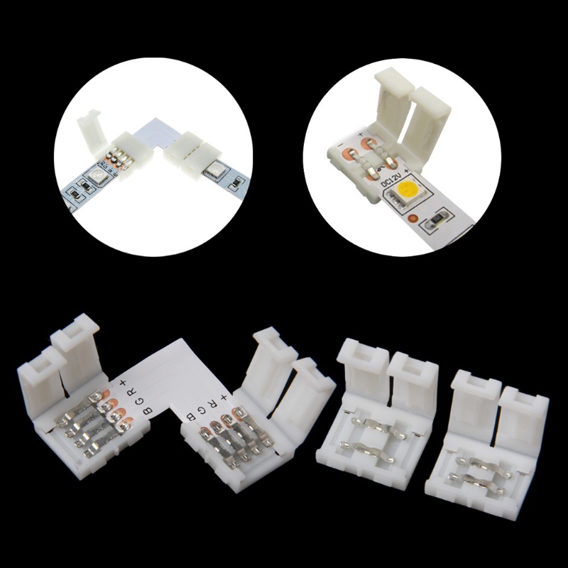 Đầu Nối Dây Đèn Led 4 Chấu Hình Chữ L 10mm 5050 Rgb
