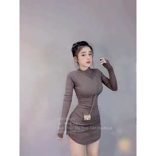 Đầm body tay dài dây kéo sau lưng