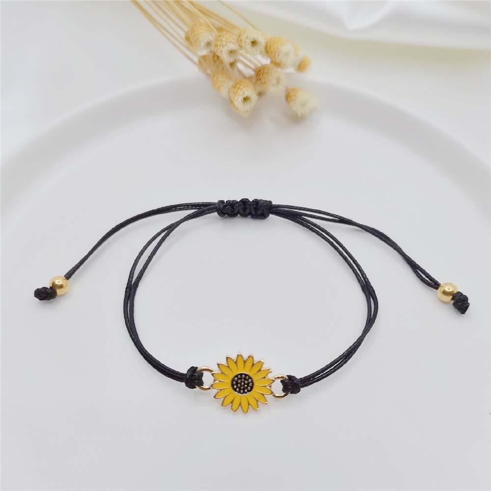 Vòng Tay Dây Bện Mặt Hình Hoa Cúc / Trái Tim Đơn Giản Thời Trang Cho Nữ