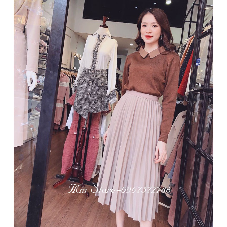 Chân váy nhung xếp li | BigBuy360 - bigbuy360.vn