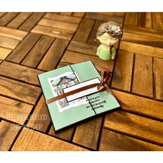 Scrapbook mini 15x15cm dán 15 ảnh 6x9cm - màu xanh kí ức
