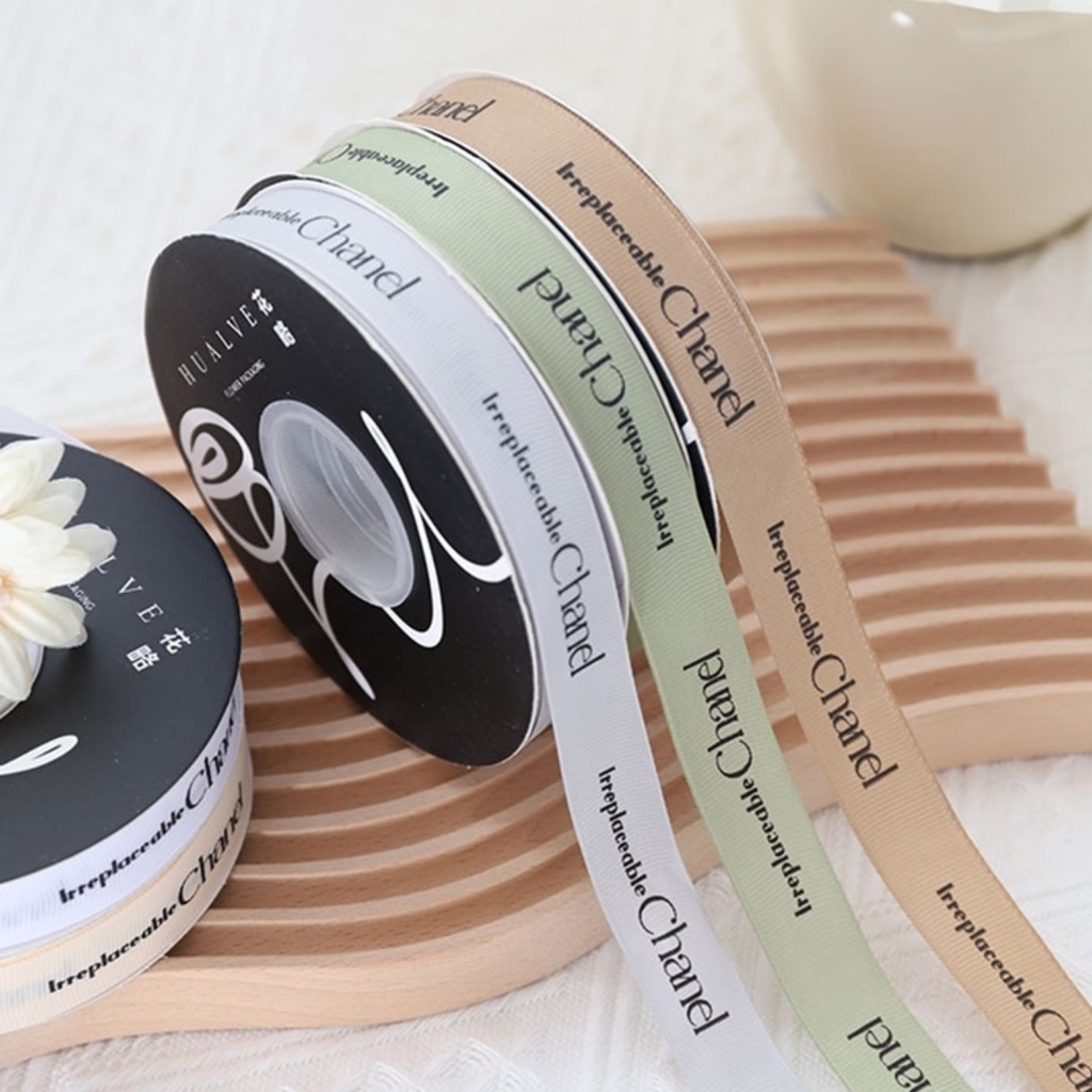 Ruy băng gân cao cấp có chữ bản rộng 2cm cuộn dài 45m