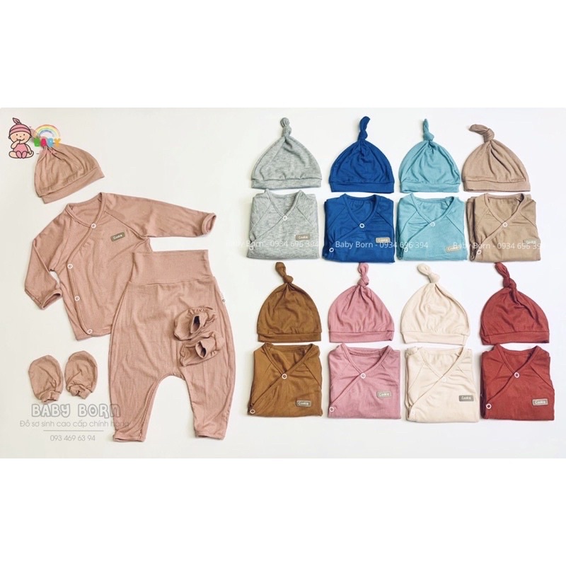 COOKIE Bộ sơ sinh cài chéo dài tay Bộ dài tay cài lệch sơ sinh