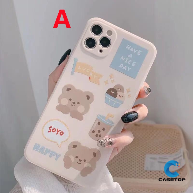 Ốp Điện Thoại Mềm Hình Gấu Cho Oppo A54 / 17 / 74 / 15 / 94 / 35 / 12 / 5S / 3S / 7 / 33 / 11K / 15S / 5 / 9 Reno 8T 4 5 8 4F A57 A76 / 9 Tấm Che Nắng Chất Lượng Cao Tiện Dụng