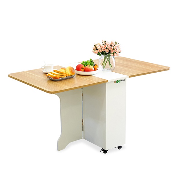 Bàn ăn thông minh IGA có kệ để đồ bánh xe xoay 360 độ