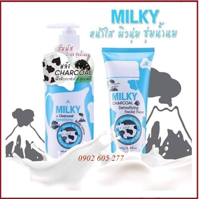 [hàng chính hãng]Sữa tắm Gluta Milk 800ml và sữa rửa mặt Gluta Milk 190g Thái Lan