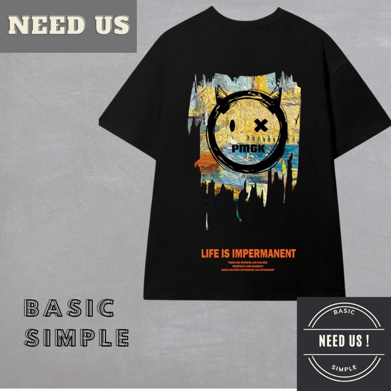 38-95kg  Áo phông tay lỡ PMGK, Áo thun Cotton cao cấp Unisex cực đep 100% cotton thoáng mát