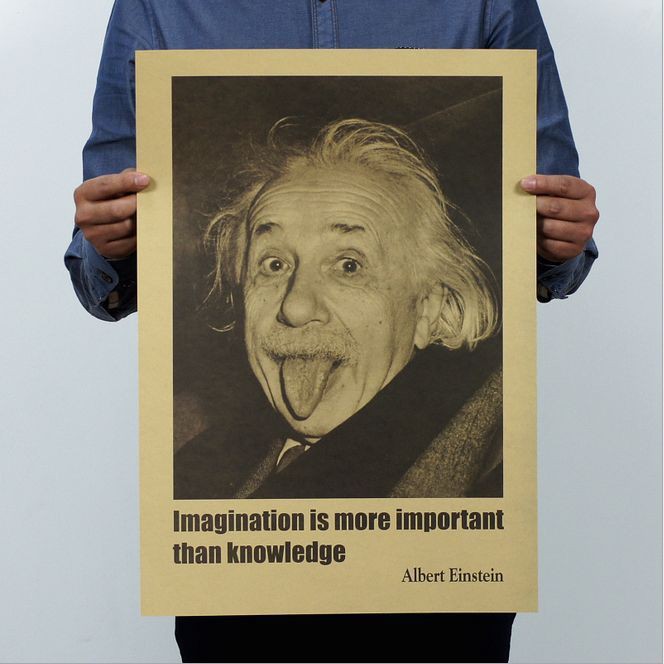 Tấm poster treo tường hình Albert Einstein hài hước phong cách retro