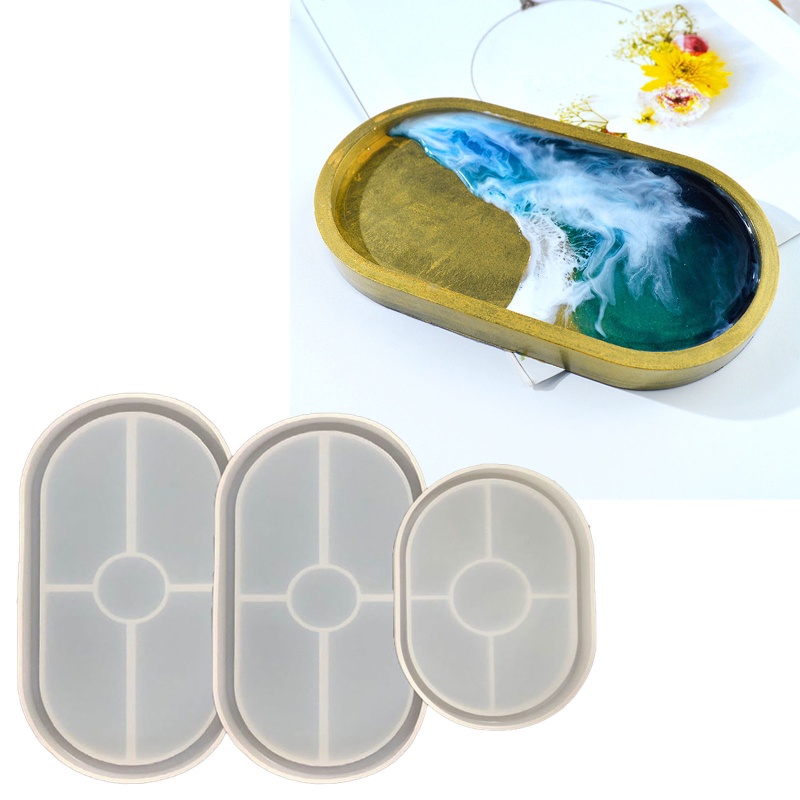 Bộ 3 Khuôn Silicone Hình Oval Dùng Làm Chậu Hoa / Gạt Tàn Thuốc DIY