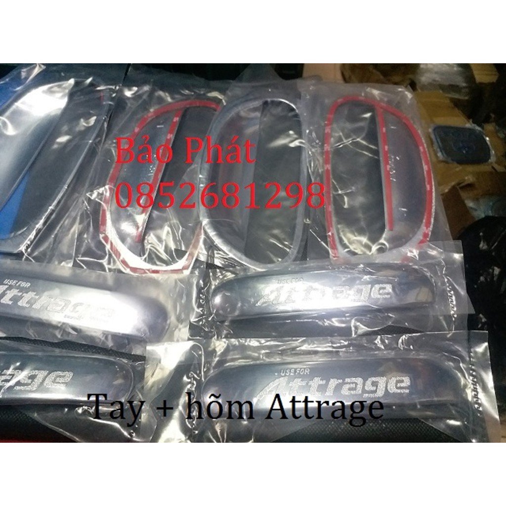Bộ ốp Tay cửa + Hõm cửa mạ crom dùng Chung các đời xe Mitsubishi Attrage 2013-2020