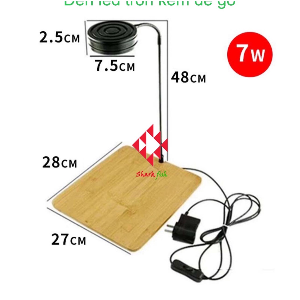 Đèn led hồ cá kèm đế gỗ,đèn cho hồ bán cạn, terrarium, đèn led ÁNH SÁNG TRẮNG chuyên dụng cho hồ cá cảnh