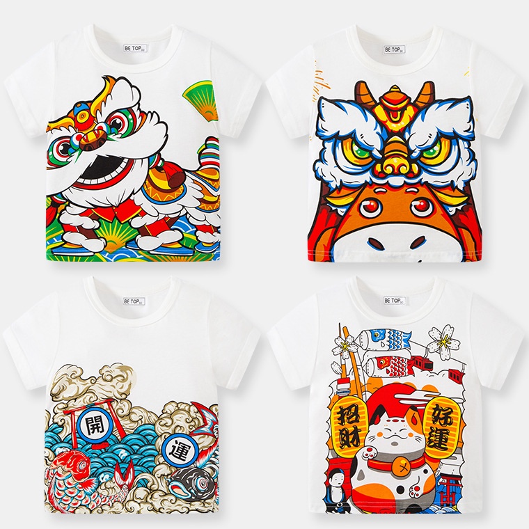 Áo thun SOFFNY cotton tay ngắn in hình hoạt hình dễ thương thời trang mùa hè cho bé