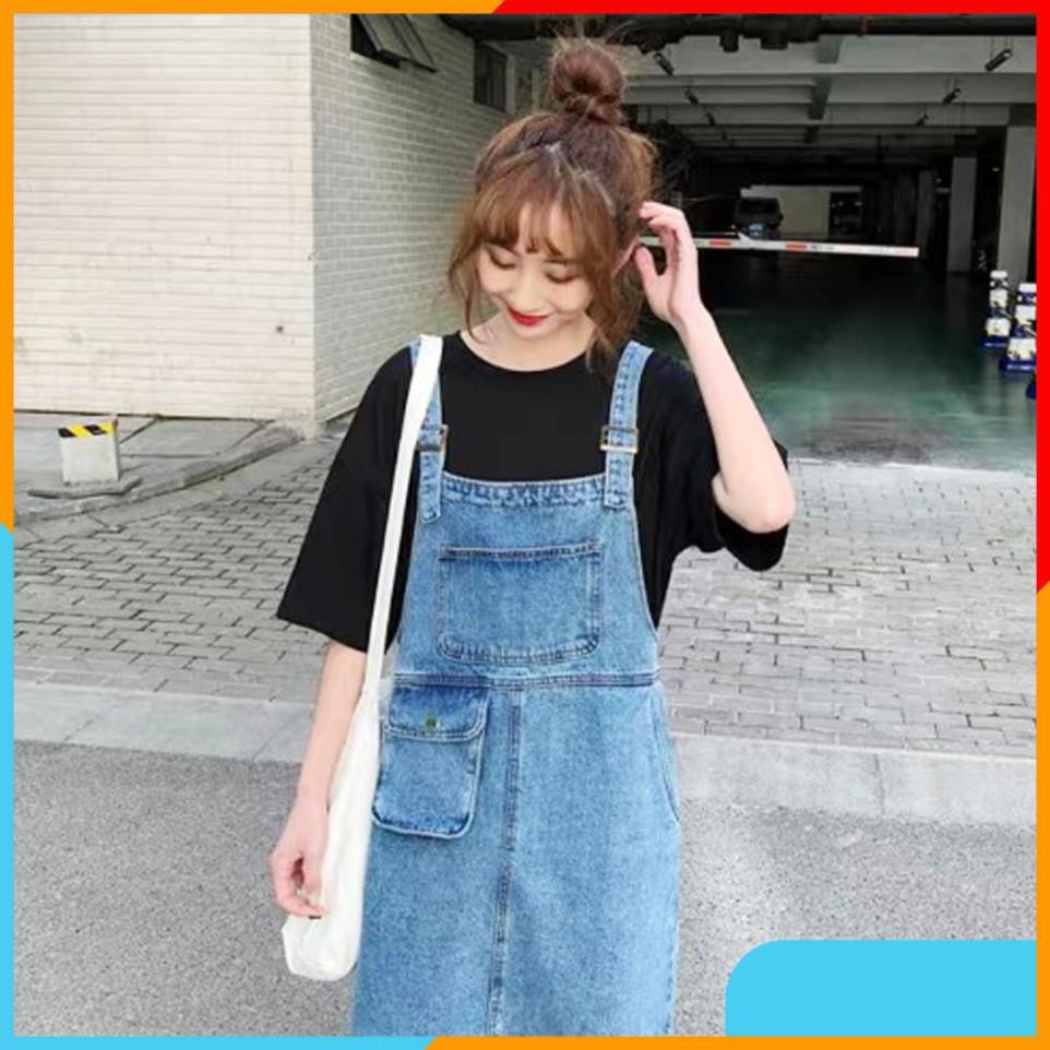 Yếm váy jean nữ SAIGONJEAN Ullzang form dài có nắp YJ011 - Yếm bò phong cách hàn quốc | BigBuy360 - bigbuy360.vn