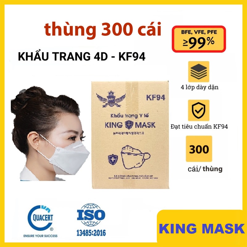 THÙNG 300 KHẨU TRANG CÁ 4D KF94 KING MASK/ QUỲNH AN MASK/ HOÀNG DŨNG KHÁNG KHUẨN CHỐNG BỤI MỊN