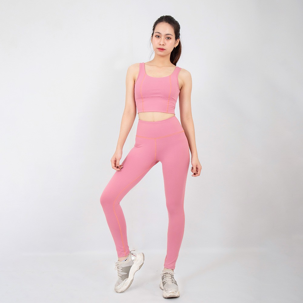 Bộ quần áo tập yoga, gym, dance thiết kế tươi trẻ dành cho nữ (Quần Genmax V3 dài - Bra dây lưng)