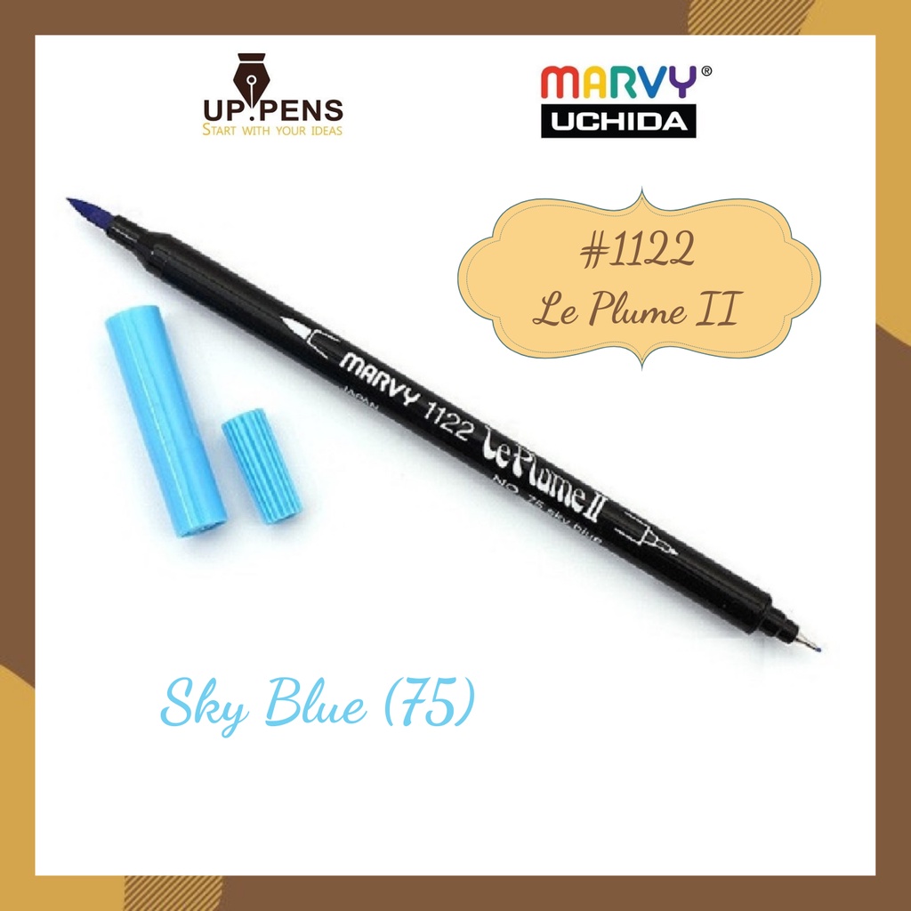 Bút lông đầu cọ viết calligraphy Marvy Le Plume II Double-Sided Watercolor Marker - Màu xanh da trời (Sky Blue - 75)