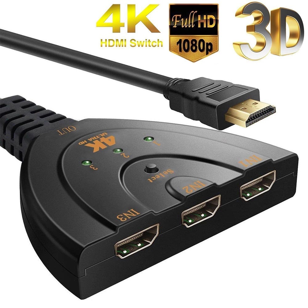 3 in 1 out Port Hub HDMI Switch HDMI Splitter 3 Ports Mini Switcher Cable 1080P