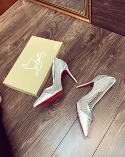 Giày cao gót lưới đính đá kim sa