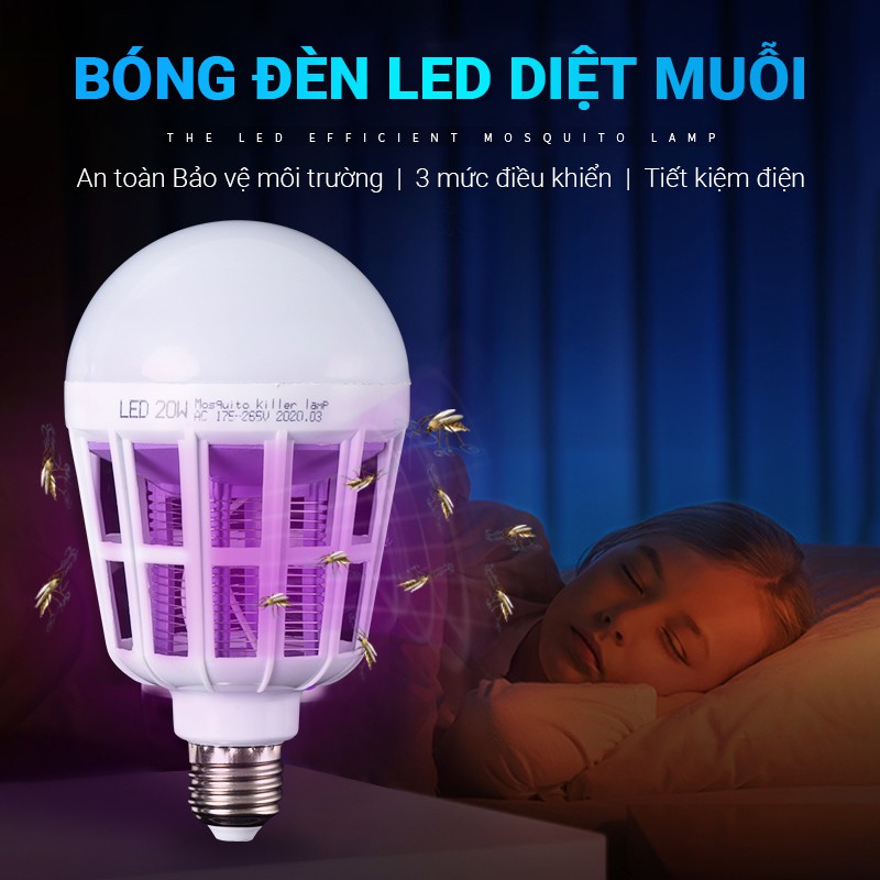 [BH 1 NĂM] Đèn diệt muỗi bằng điện 99,9% 9w/15W/20w - có thể sử dụng như đèn tròn ánh sáng trắng