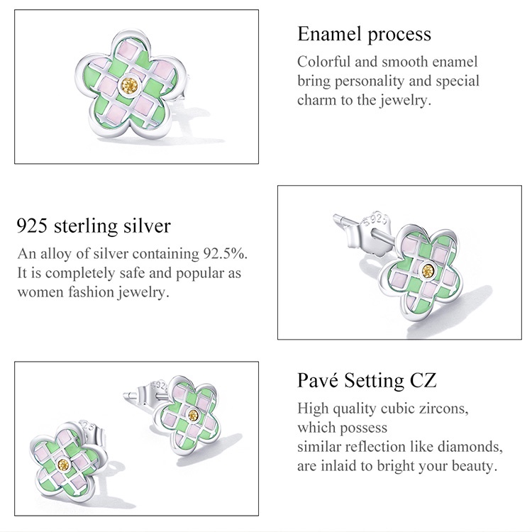 Đôi bông tai Bamoer hình hoa bằng bạc 925 thời trang dành cho nữ