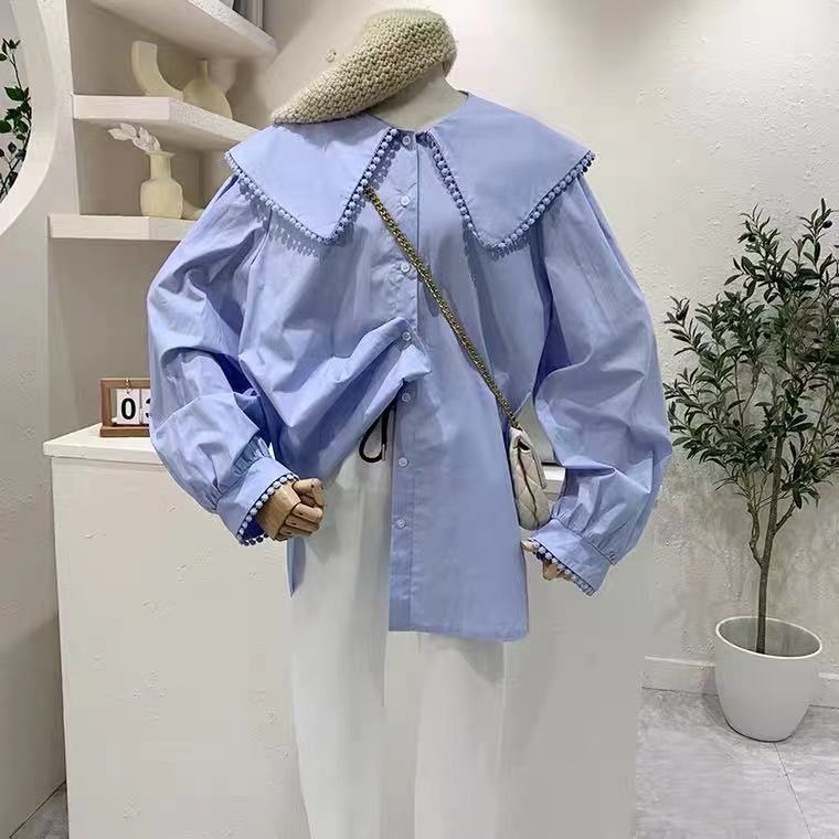 Áo Sơ Mi Dài Tay Cổ Búp Bê Dáng Rộng Thiết Kế Mới Thời Trang Mùa Xuân Theo