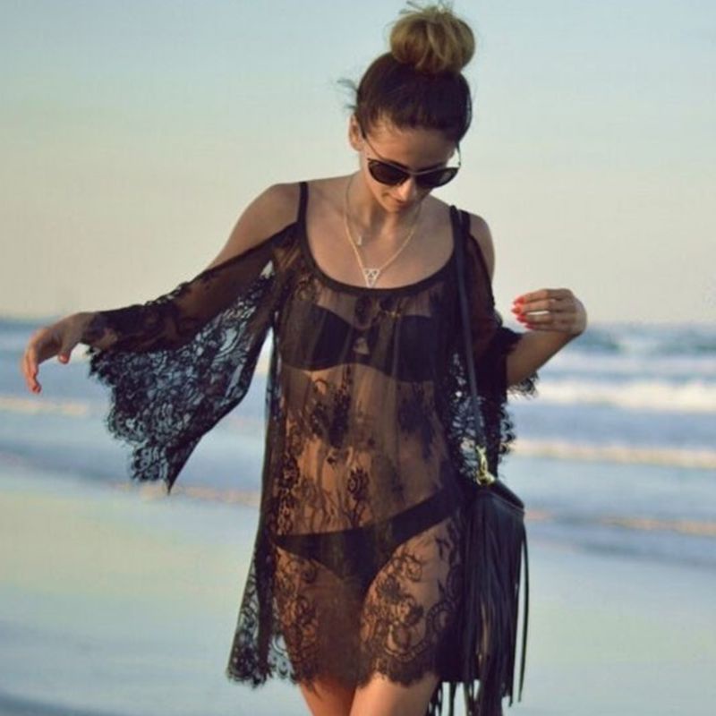 Áo Choàng Bikini Ren Hoa Mỏng Thời Trang Mùa Hè Quyến Rũ Cho Nữ