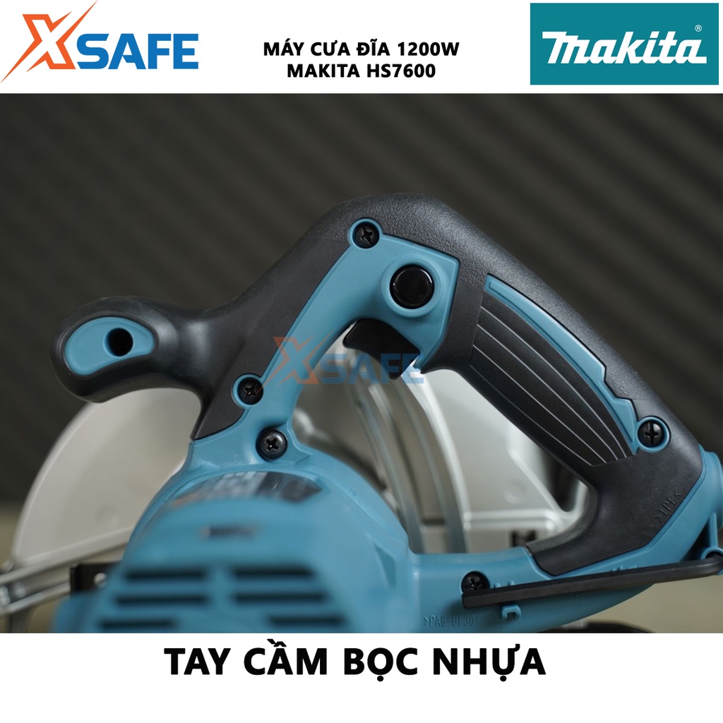 Máy cưa gỗ đĩa tròn MAKITA HS7600 Máy cắt gỗ cầm tay công suất 1200W, tốc độ không tải 5200v/ph, đường kính lưỡi 185mm