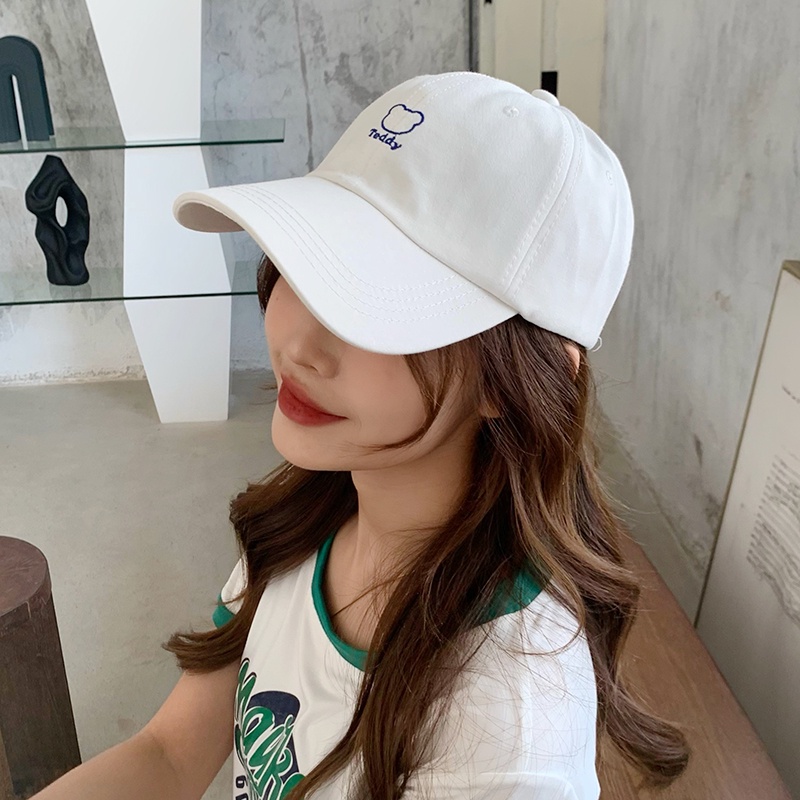 Mũ Lưỡi Trai Thêu Hình Gấu Dễ Thương Phong Cách Hàn Quốc Thời Trang Mùa Hè Cho Nữ