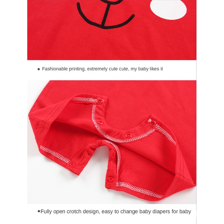 Bộ áo liền quần tay ngắn chất liệu cotton in họa tiết hoạt hình cho bé sơ sinh 0-24 tháng tuổi
