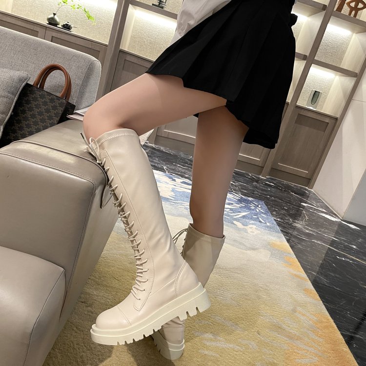 Giày bốt cổ cao thiết kế cột dây sành điệu cao cấp thời trang | BigBuy360 - bigbuy360.vn