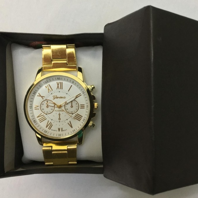 Đồng hồ nam Geneva dây kim loại mạ vàng mặt Trắng sang trọng + Tặng kèm hộp đựng đồng hồ sang trọng (Đỏ hoặc đen) | BigBuy360 - bigbuy360.vn