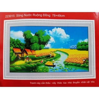 Tranh thêu chữ thập cánh đồng lúa chín 223015 (chưa thêu)