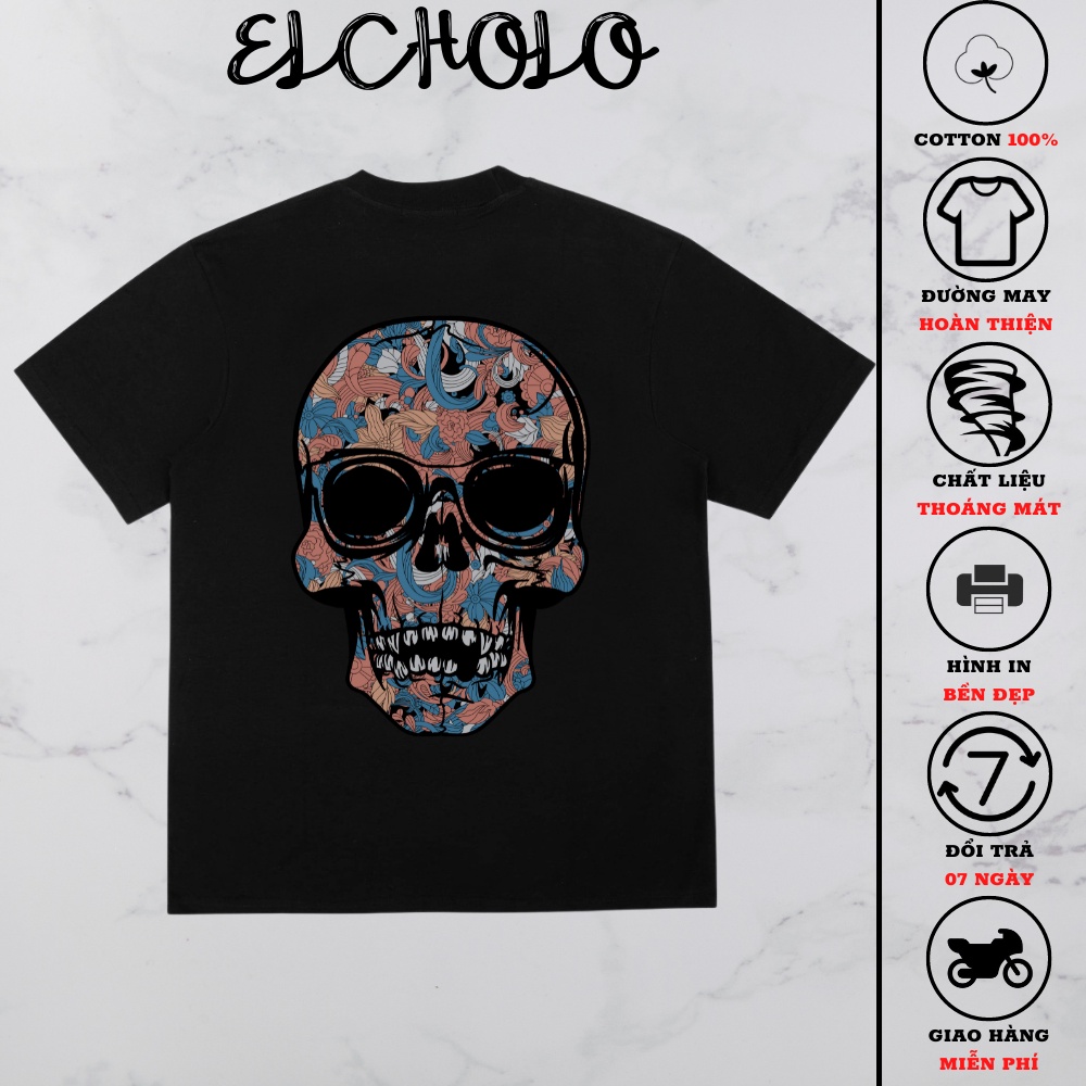Áo thun unisex ELCHOLO tay lỡ form rộng chất liệu cotton 100% freesize - 001