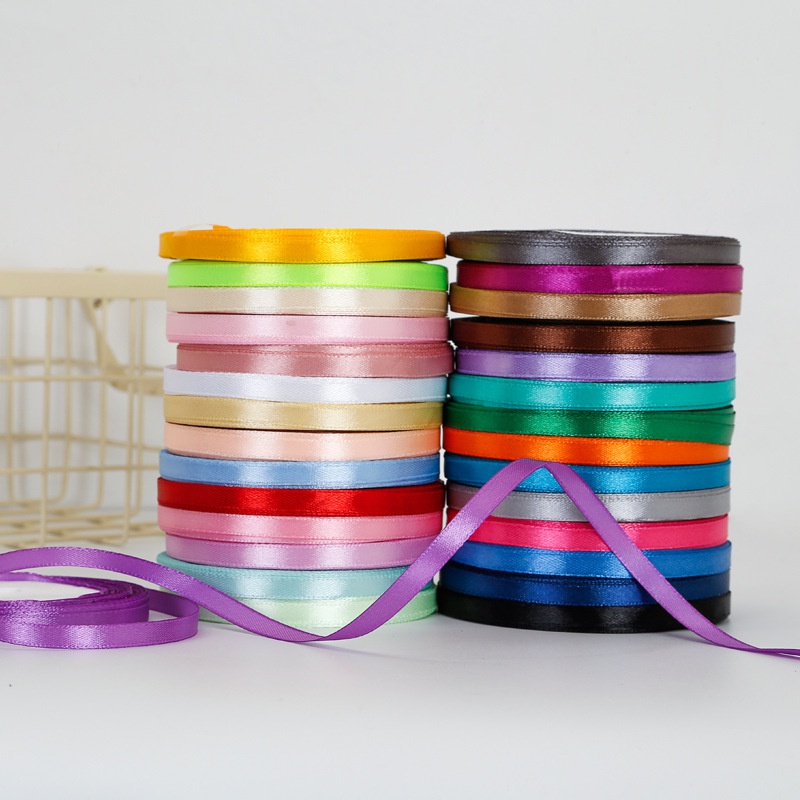 Cuộn ruy băng 25 yard 0.6cm bằng polyester nhiều màu ngọt ngào tùy chọn