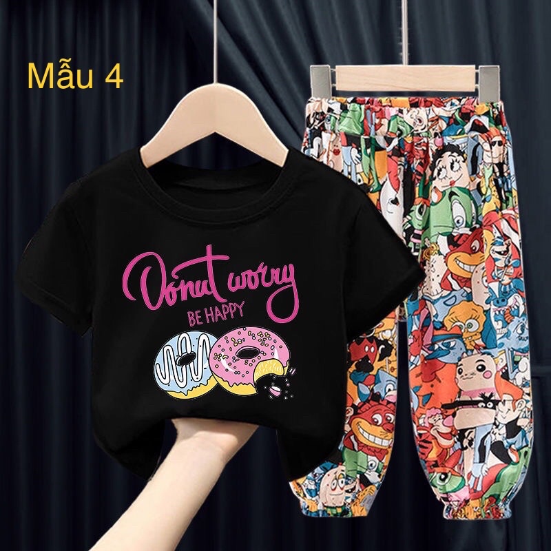 Set áo thun tay ngắn và quần dài thời trang cho bé 14-40kg