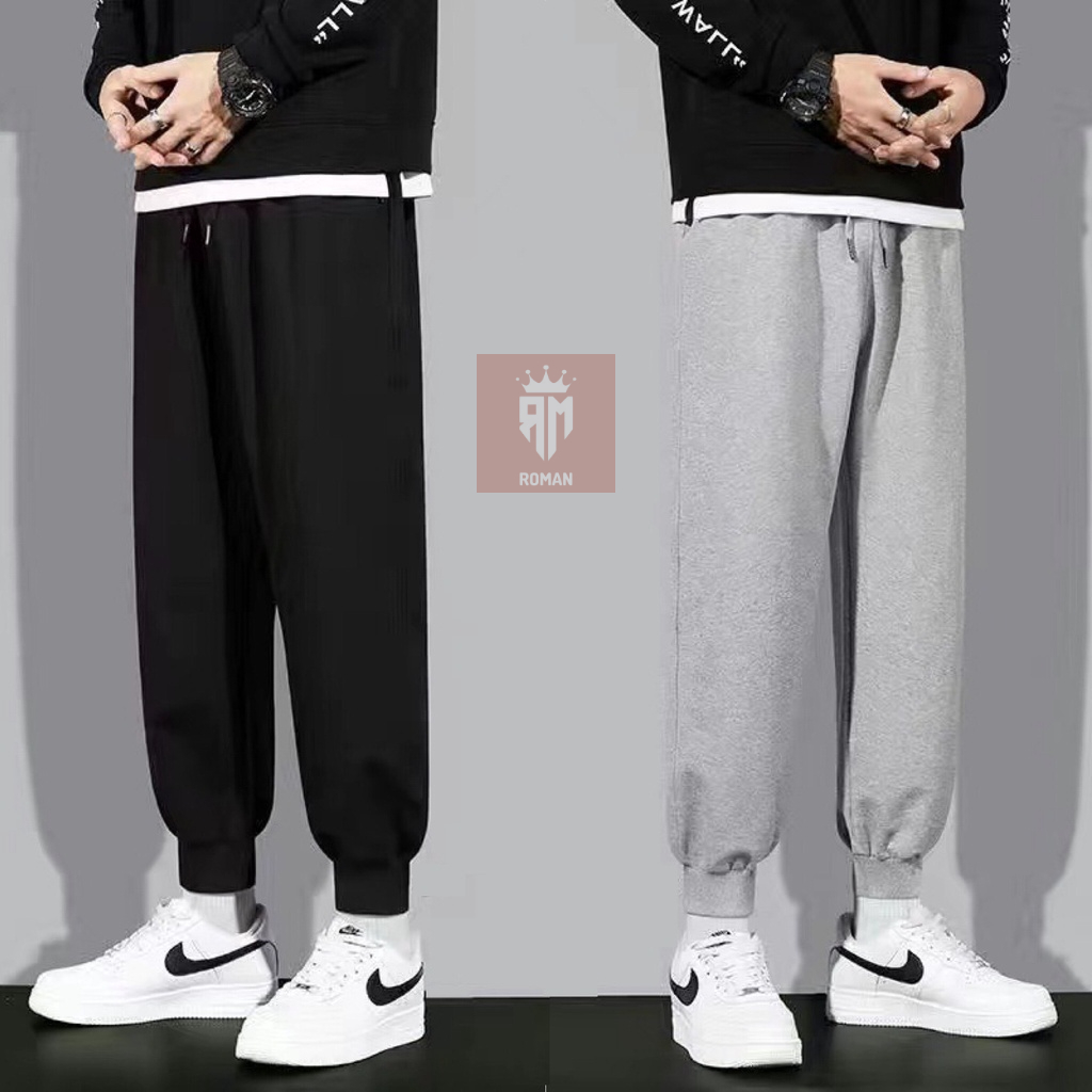 Quần jogger nam trơn basic thể thao vải nỉ cotton cao cấp ROMAN QT02