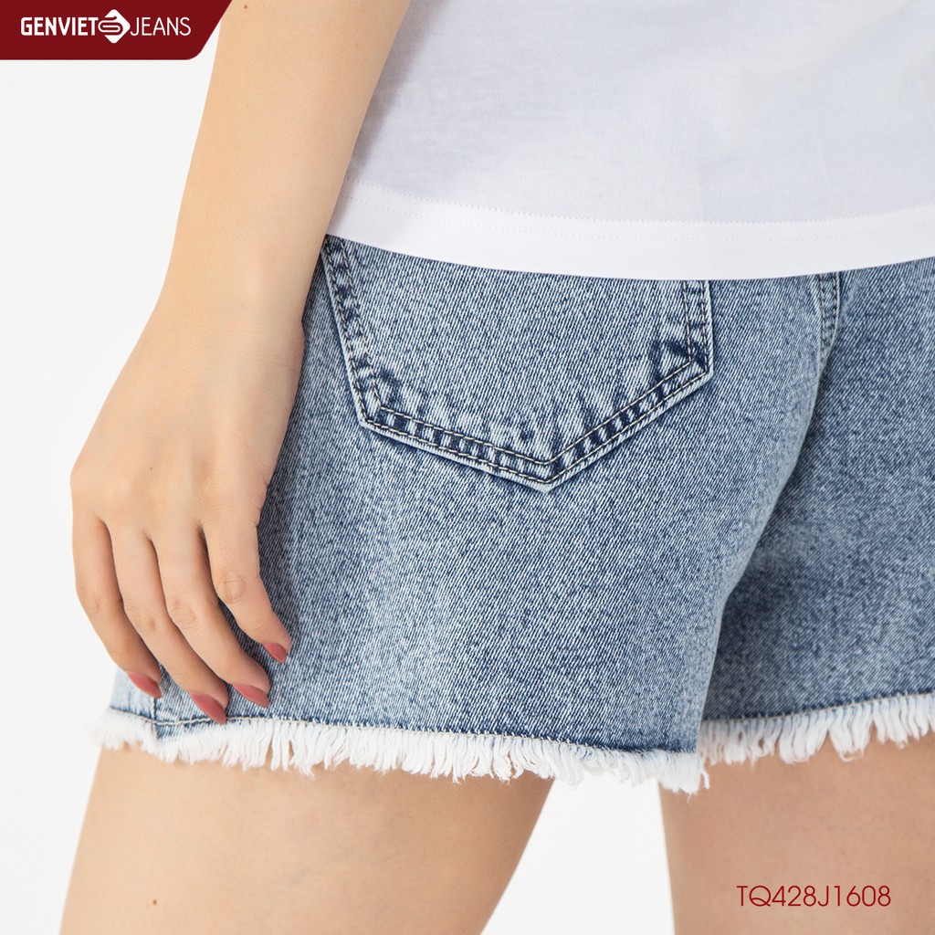 [Mã FASHIONMALLT4 giảm 15% đơn 150k] Quần Sooc Jeans Nữ TQ428J1608 GENVIET