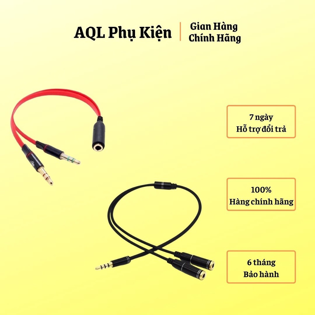 Jack Chuyển Đổi Tai Nghe 3.5 Sang Audio & Mic Dùng Cho Laptop, Máy Tính Bàn, Loa, Cáp Chia 3.5mm( đen đỏ)