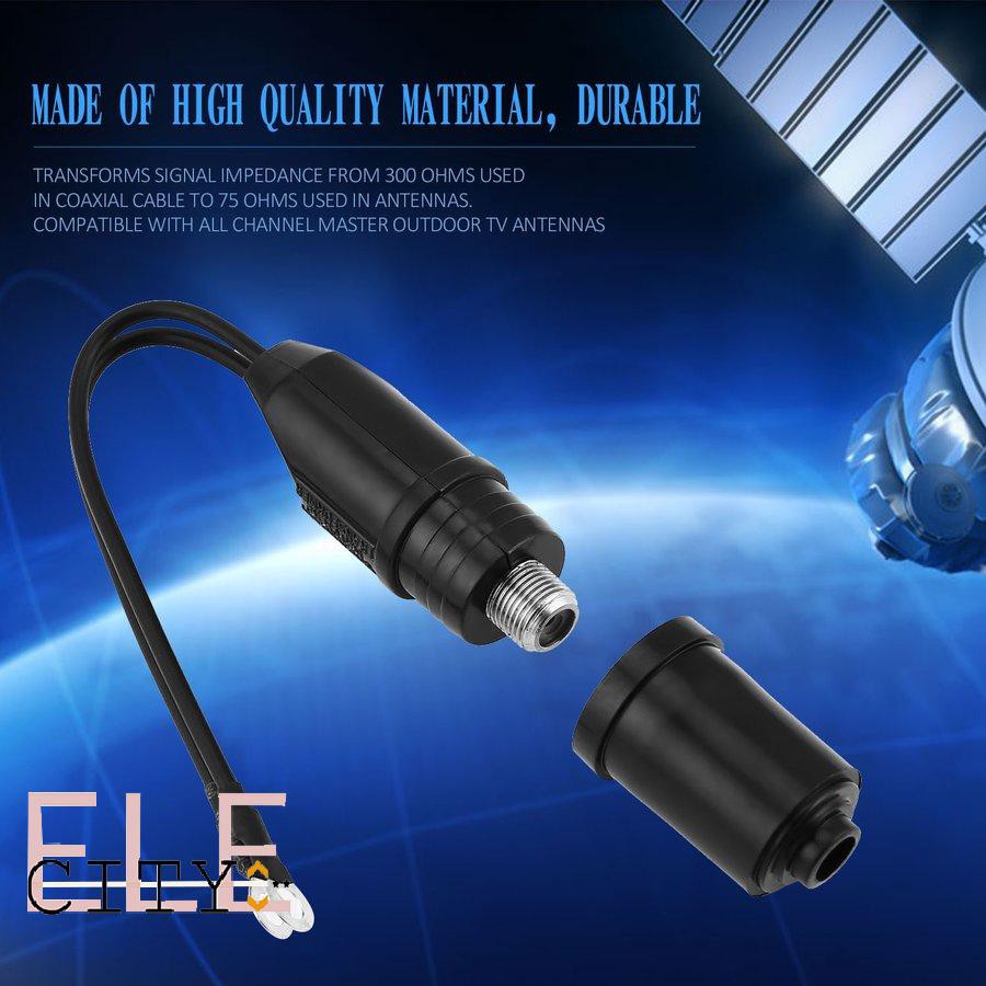 111ele} 1pcs TV Antenna 300 to 75 OHM Coaxial Cable Matching Transformer UHF/VHF/FM