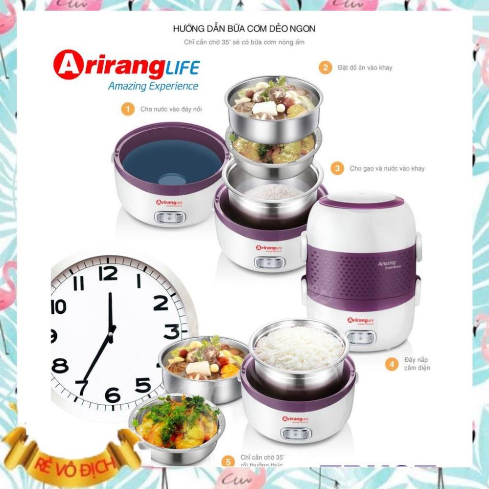 (Giá sỉ) Hộp cơm cắm điện + hâm nóng 2 tầng Arirang Life EL-ALS263 - M107