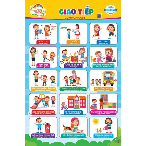 Tranh treo tường kỹ năng cho bé - 10 chủ đề  - Việt Hà