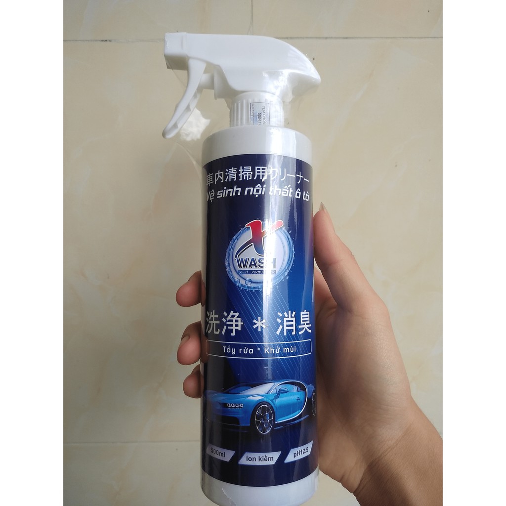 [ CHÍNH HÃNG ] XWASH FOR CAR - Nước Tẩy Rửa Nội Thất Ôtô- Khử Mùi - Diệt Khuẩn Số 1 Nhật Bản ( TẶNG KHĂN LÔNG CỪU )