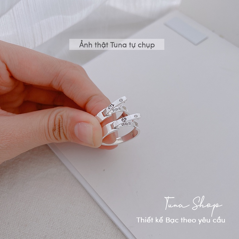Nhẫn đôi Bạc cao cấp - 𝐊𝐡𝐚̆́𝐜 𝐭𝐡𝐞𝐨 𝐲𝐞̂𝐮 𝐜𝐚̂̀𝐮 - 𝐕𝐢𝐝𝐞𝐨+𝐀̉𝐧𝐡 𝐭𝐡𝐚̣̂𝐭 -Cam kết chuẩn Bạc - TUNA SILVER