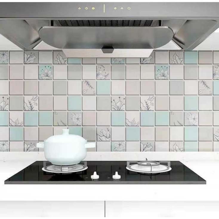 1 mét decal giấy dán bếp cách nhiệt tường gạch hoa tông màu xám khổ 60cm keo sẵn