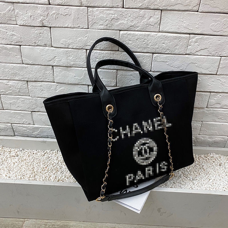 H · N Chane-L Túi Xách Canvas Sức Chứa Lớn Phong Cách Chanel Hàn Quốc Đơn Giản Cho Nữ