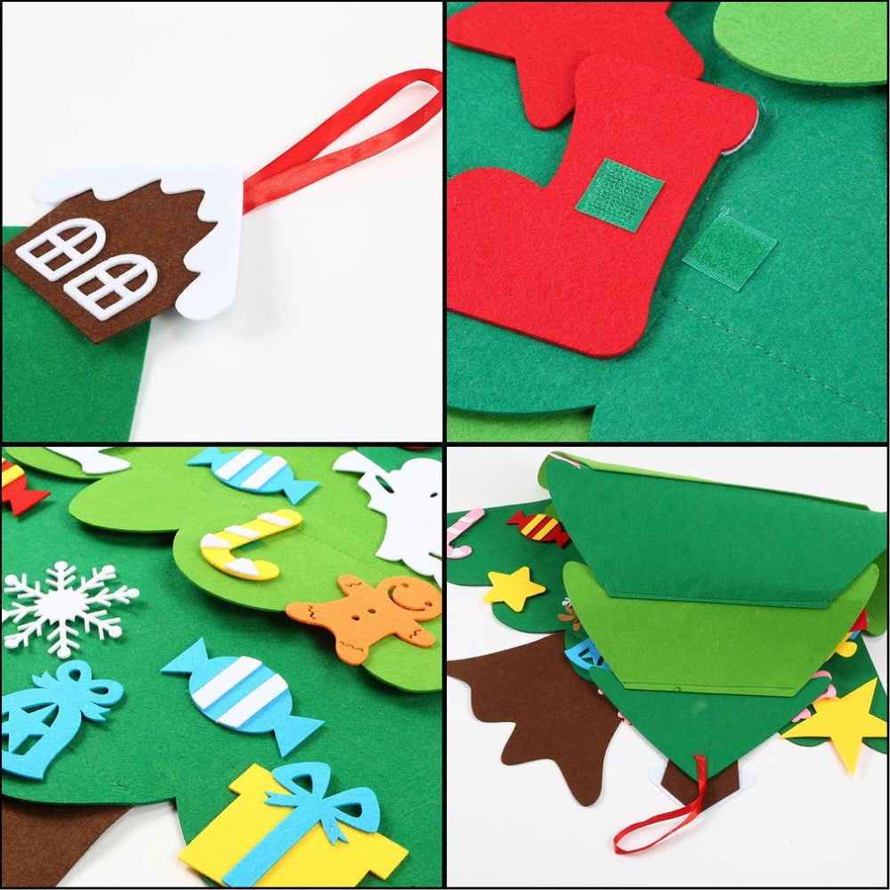 Felt Christmas Tree Set DIY with Removable Ornaments Xmas Hand Craft Decor