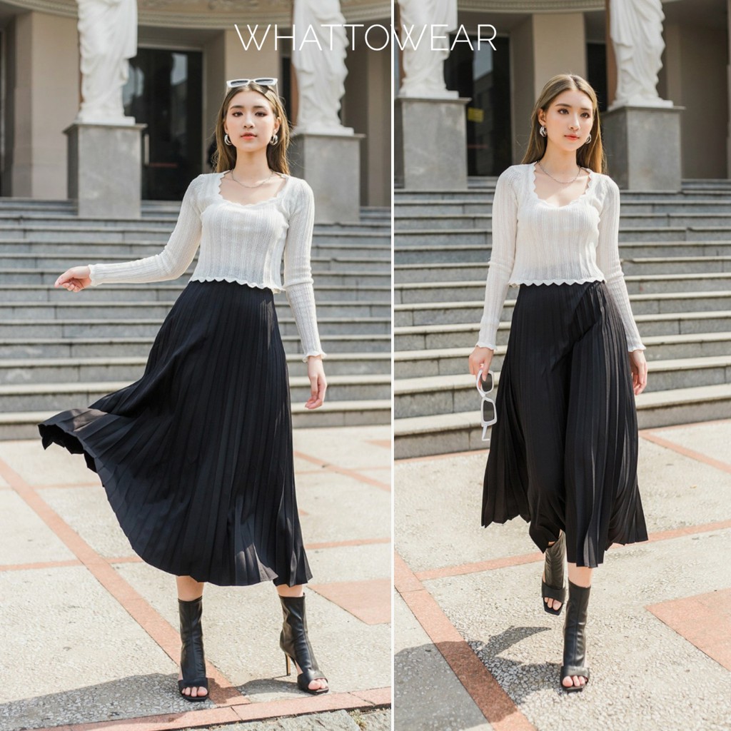 Chân váy dài xếp ly - by Whattowear