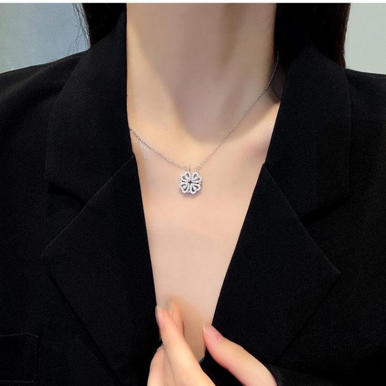 Dây chuyên cỏ 4 lá titan.không han dỉ phai màu. vòng cổ 4lá - Phụ kiện trang sức Hari korea accessories